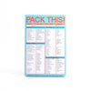 "Pack This!" notepad with a list of travel essentials