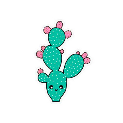 Cute vinyl sticker of a smiling cactus plant