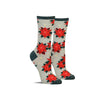 Fun women’s Christmas socks with a pattern of poinsettia blooms