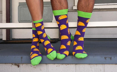 couple up in matching sock sets