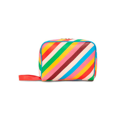 Unique, rainbow striped toiletry bag