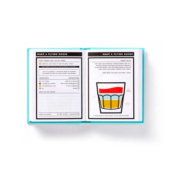 closeup of Fun drinking book with hundreds of cocktail recipes and journaling space 