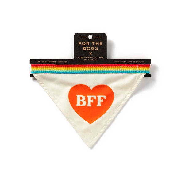 Funny, cotton dog bandana with the letters “BFF” inside a red heart