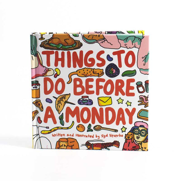 Things to do before a Monday book featuring fun and colorful doodles on the front