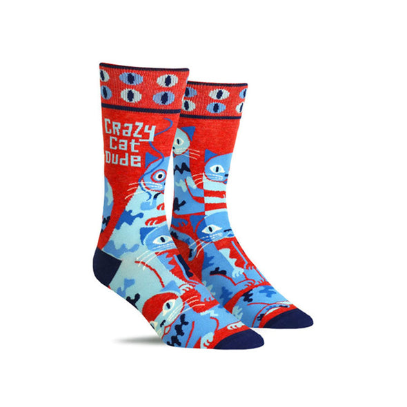 Funny “Crazy Cat Dude” by Blue Q socks for men