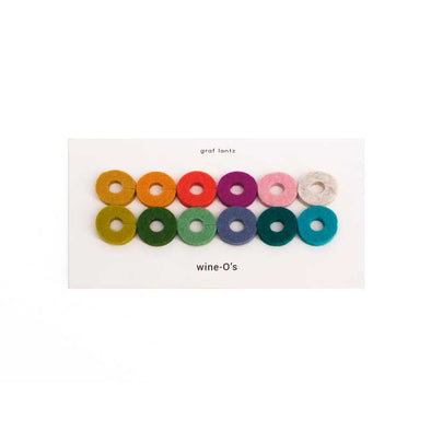 Luxurious multi-colored, round wool felt wine glass markers