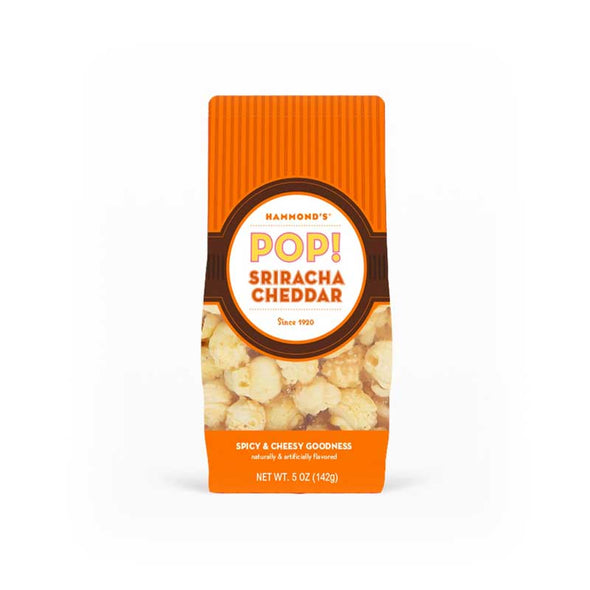 Cheesy and spicy popcorn in a snack-sized bag