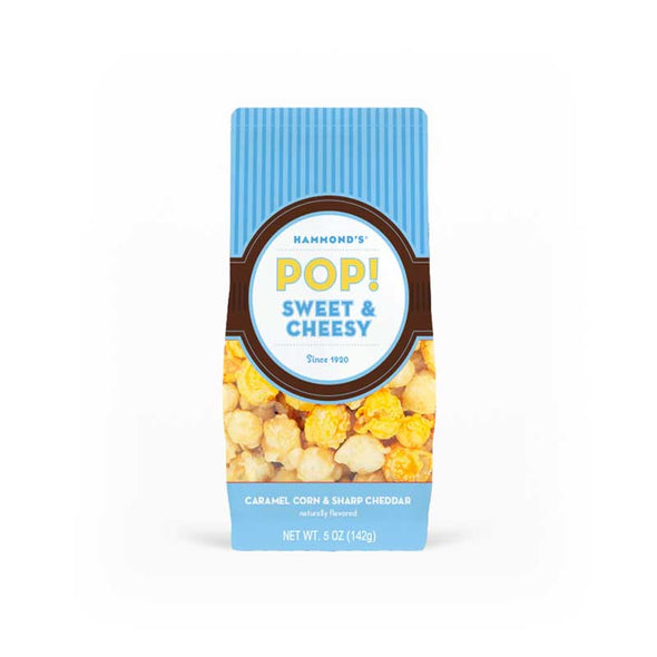 Classic popcorn snack with cheese and caramel corn 