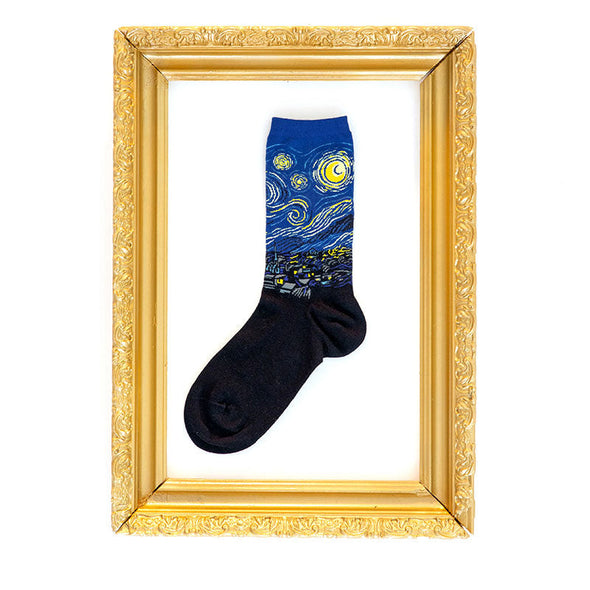 A framed Vincent van Gogh Starry Night sock