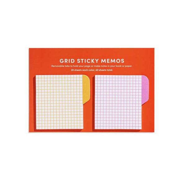 Gridded, tabbed sticky notes in warm colors