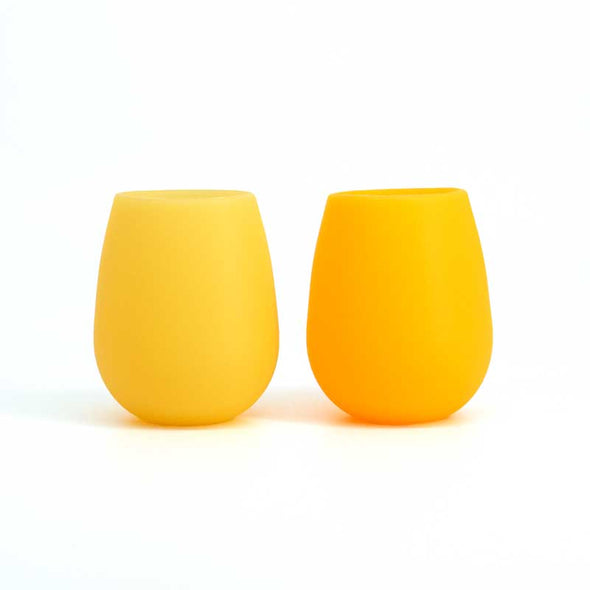 Buttermilk and sunflower yellow silicone wine tumblers, set of 2