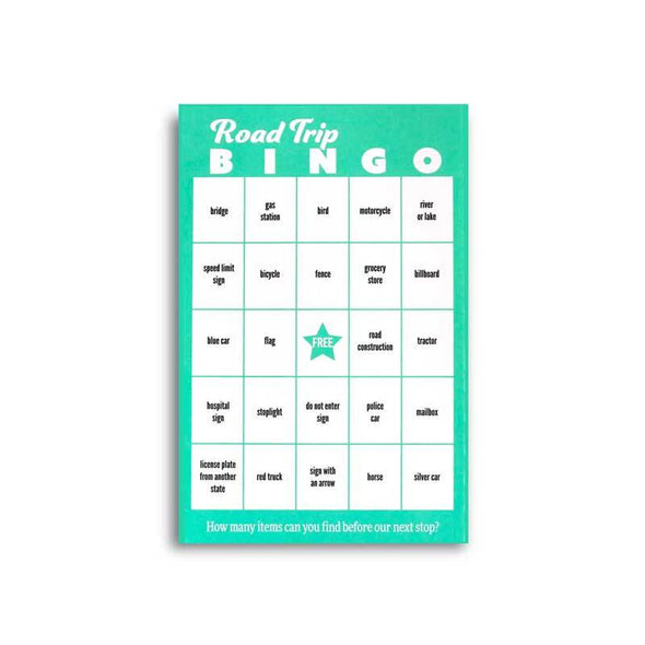 Fun tablets of Bingo boards filled with things you’d see on a road trip