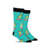 Funny men's novelty socks with a banana riding a skateboard and wearing sunglasses by Sock it to Me
