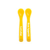 Fun yellow spoons for kids that say “let’s eat” and “bon appetit”