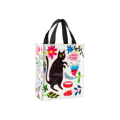 A fun lunch bag with a fat cat that says, "Chow time"