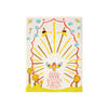 Alternate view of a funny dish towel with an angel bringing a pizza from heaven