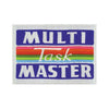 A close-up view of the tag that says, “Multi-task master”