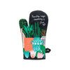 Alternative view of funny herb oven mitt that says, "Parsely, sage, rosemary & fuck off"