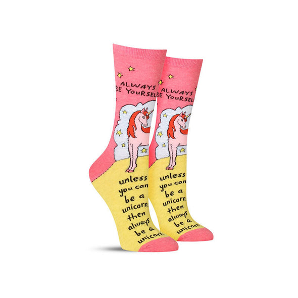 Funny women's socks with a unicorn and inspiring words
