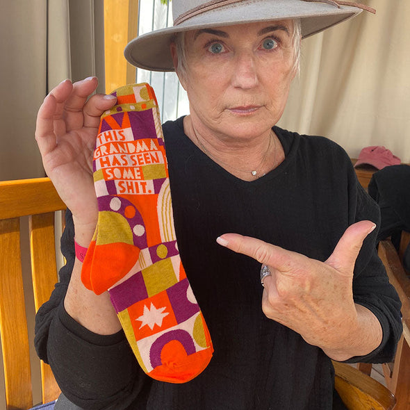 Grandma holding This Grandma Has Seen Some Shit socks