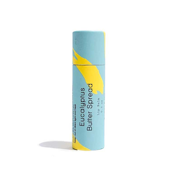 Eucalyptus flavored lip balm with recyclable and biodegradable packaging