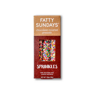 Package of three gourmet chocolate covered pretzels with sprinkles on top