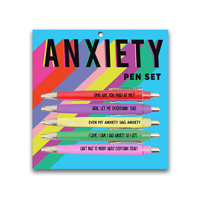 Set of five funny pens with sayings that are perfect for people with anxiety