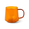 Unique double-walled glass mug in dark orange