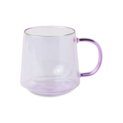 Unique double-walled glass mug in lavender