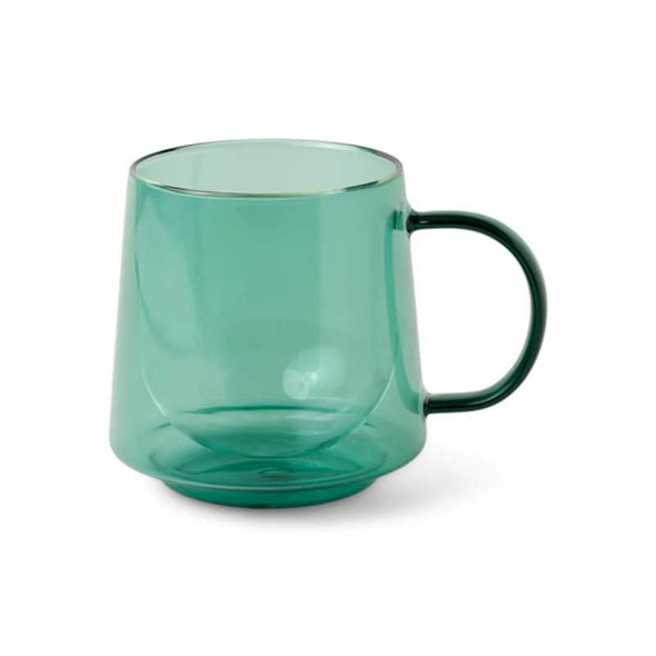 Unique double-walled glass mug in green