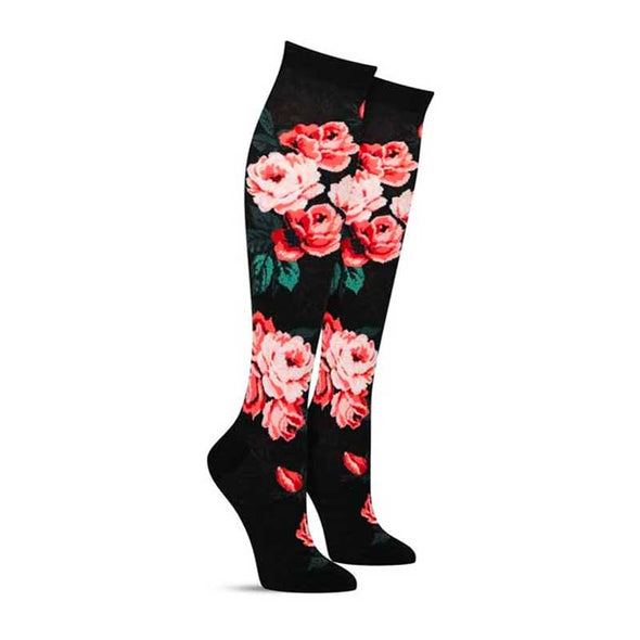 Pink rose knee high socks for women by ModSock