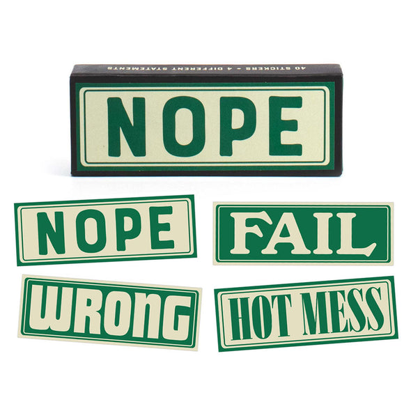 Set of 40 stickers with four different snarky words