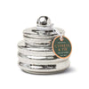 Small scented candle in a silver mercury glass container