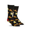Cool XL men’s socks with pizza slices and mugs of beer