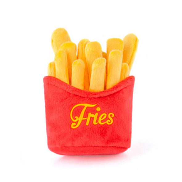 Cute interactive dog toy shaped like a cup of french fries