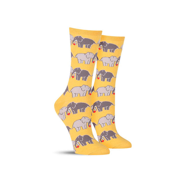 Cool elephant animal socks in yellow by Socksmith