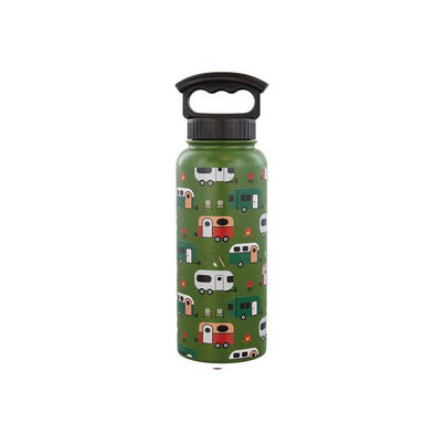 Fun insulated water bottle with various campers, plus campfires and chairs