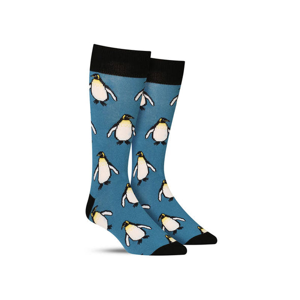 Cool penguin novelty socks in blue for men