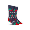 Funny men’s Christmas socks with reindeer humping in an ugly sweater pattern