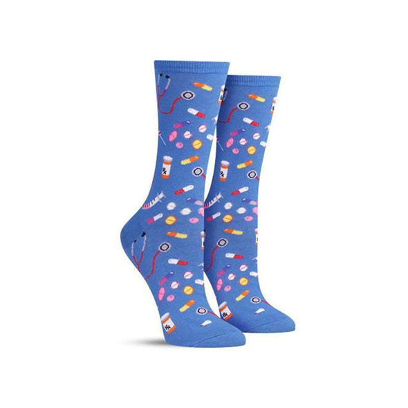 Meds Awesome Novelty Socks for Women, in blue