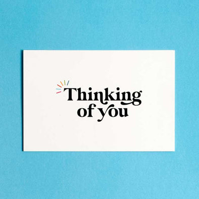 Note card that says, "Thinking of you"