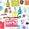 Fun, tiny prizes including candies, a paper crown, friendship bracelets, and more