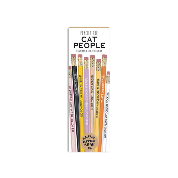 A set of 8 Standard No. 2 pencils with funny slogans for cat people