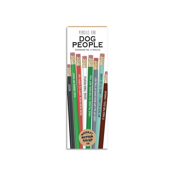 A set of 8 Standard No. 2 pencils with funny slogans for dog people