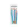 A set of 8 Standard No. 2 pencils with funny slogans for introverts
