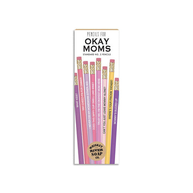 A set of 8 Standard No. 2 pencils with funny slogans for moms