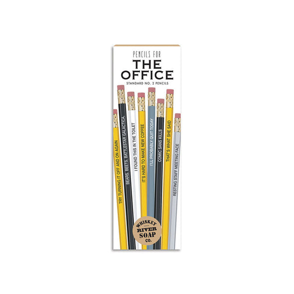 A set of 8 Standard No. 2 pencils with funny slogans for the office